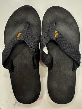 Teva Mush II Black Flip Flops Womens 7 Cushioned Comfort Beach Sandals